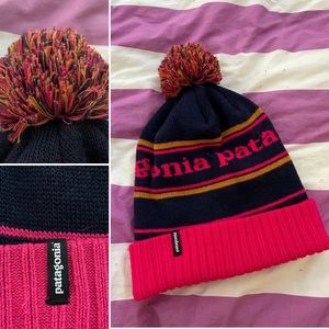 Patagonia Pink & Blue Powder Town Beanie